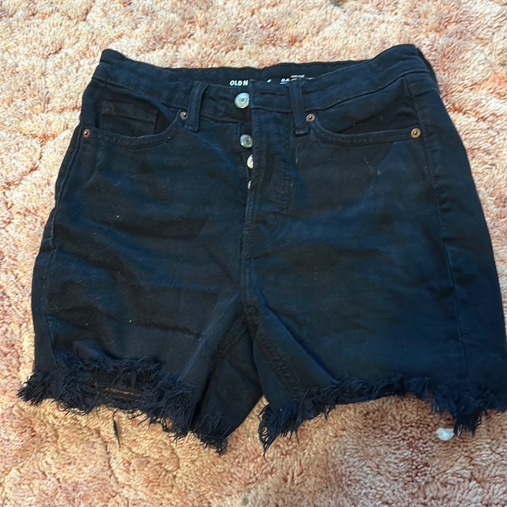 Black button up shorts